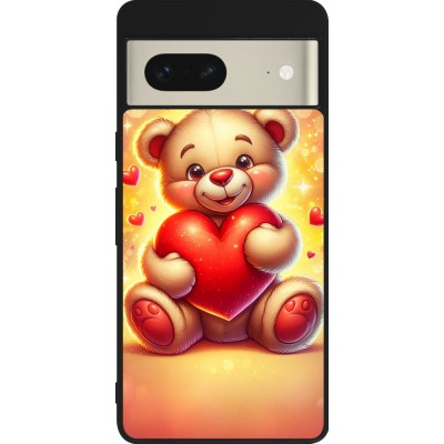 Google Pixel 7 Case Hülle - Silikon schwarz Valentin 2024 Teddy Liebe