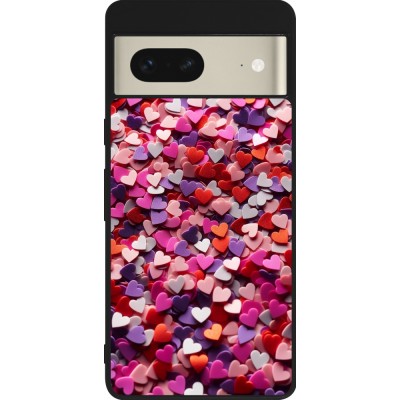 Google Pixel 7 Case Hülle - Silikon schwarz Valentin 2025 Konfetti