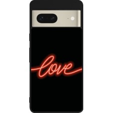 Google Pixel 7 Case Hülle - Silikon schwarz Valentine 2023 neon love
