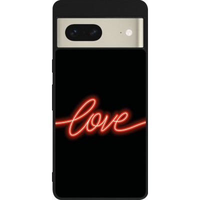 Google Pixel 7 Case Hülle - Silikon schwarz Valentine 2023 neon love