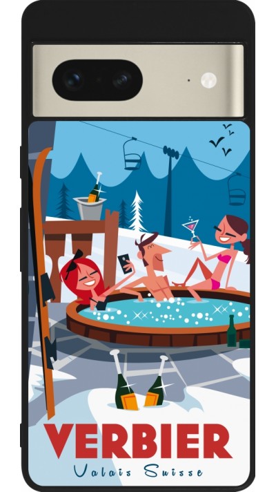 Google Pixel 7 Case Hülle - Silikon schwarz Verbier Mountain Jacuzzi