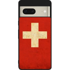 Google Pixel 7 Case Hülle - Silikon schwarz Vintage Flag SWISS