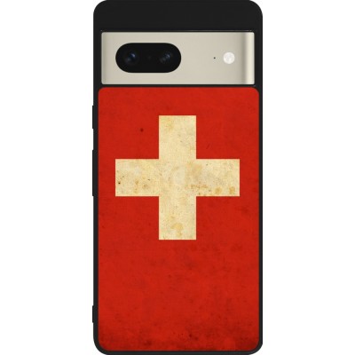 Google Pixel 7 Case Hülle - Silikon schwarz Vintage Flag SWISS