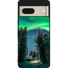 Google Pixel 7 Case Hülle - Silikon schwarz Winter 22 Northern Lights