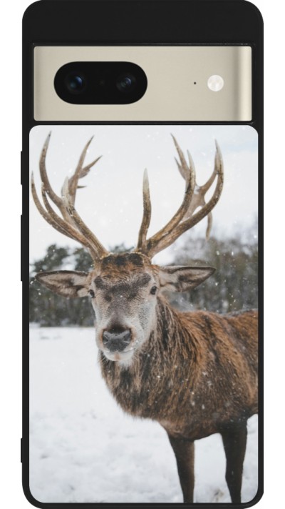 Google Pixel 7 Case Hülle - Silikon schwarz Winter 25 Winter reindeer