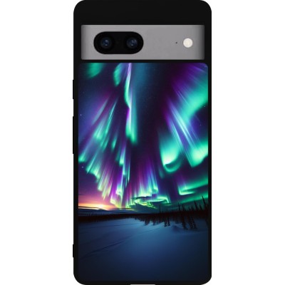 Google Pixel 7a Case Hülle - Silikon schwarz Funkelndes Nordlicht