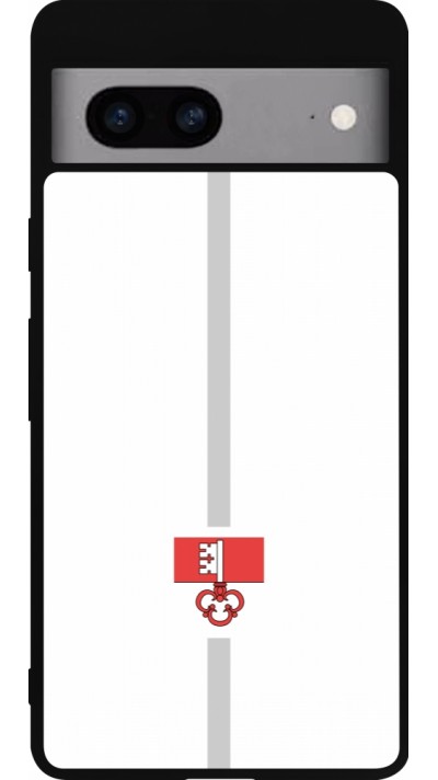 Google Pixel 7a Case Hülle - Silikon schwarz Kanton OW weiss