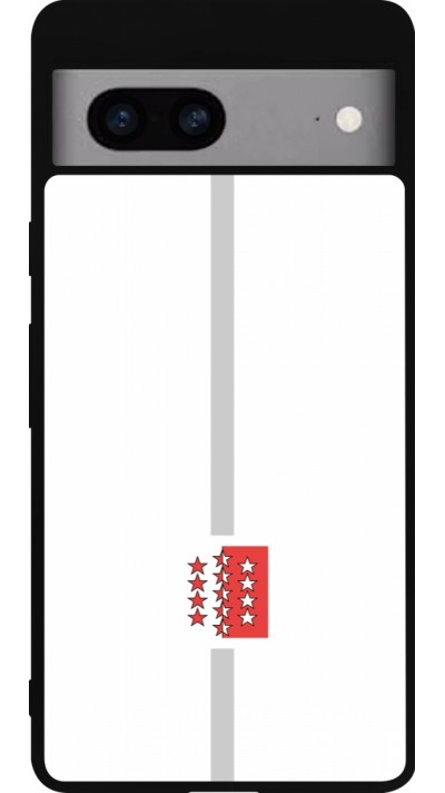 Google Pixel 7a Case Hülle - Silikon schwarz Kanton VS weiss