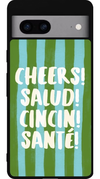 Coque Google Pixel 7a - Silicone rigide noir Cheers 2026