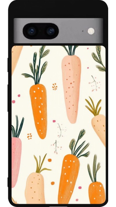 Coque Google Pixel 7a - Silicone rigide noir Easter 2026 Illustration carrots