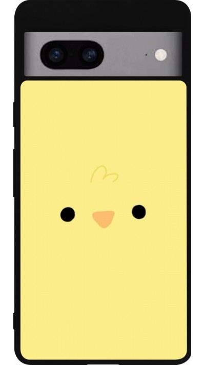 Coque Google Pixel 7a - Silicone rigide noir Easter 2026 Little chicken
