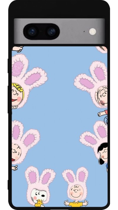 Coque Google Pixel 7a - Silicone rigide noir Easter 2026 Snoopy