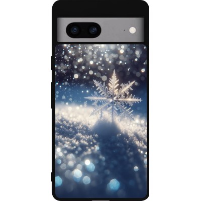 Google Pixel 7a Case Hülle - Silikon schwarz Schneeflocke Solar Glanz