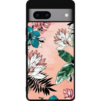 Google Pixel 7a Case Hülle - Silikon schwarz Flowers Artprint
