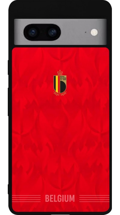 Coque Google Pixel 7a - Silicone rigide noir Maillot de football Belgique 2026 personnalisable