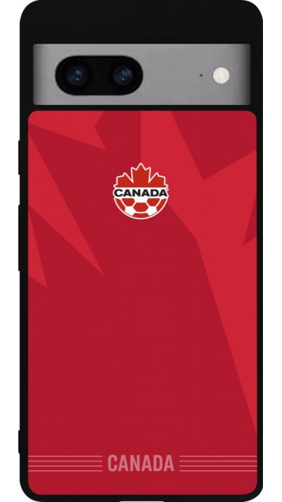 Coque Google Pixel 7a - Silicone rigide noir Maillot de football Canada 2026 personnalisable