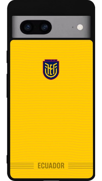 Coque Google Pixel 7a - Silicone rigide noir Maillot de football E?quateur 2026 personnalisable