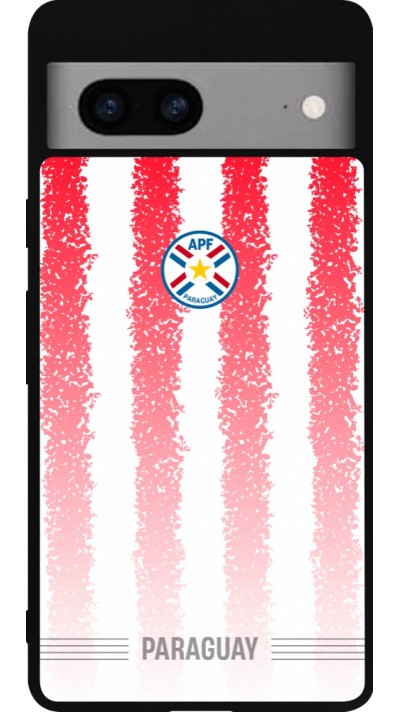 Coque Google Pixel 7a - Silicone rigide noir Maillot de football Paraguay 2026 personnalisable