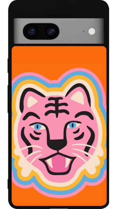 Coque Google Pixel 7a - Silicone rigide noir Lion colors 2026
