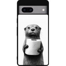 Google Pixel 7a Case Hülle - Silikon schwarz Otter Toilettenpapier