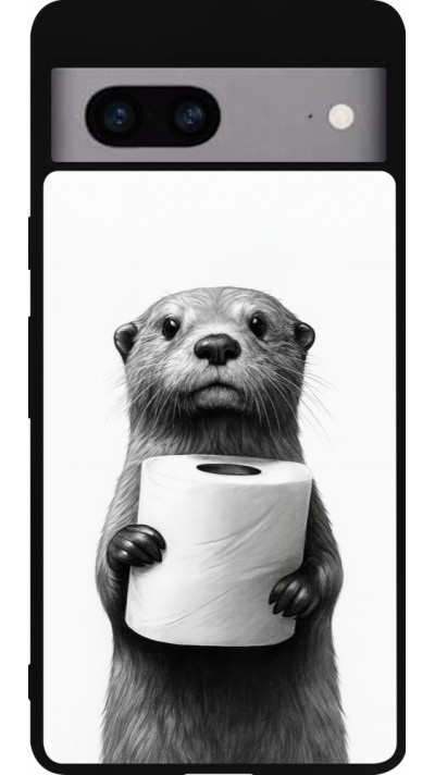 Google Pixel 7a Case Hülle - Silikon schwarz Otter Toilettenpapier