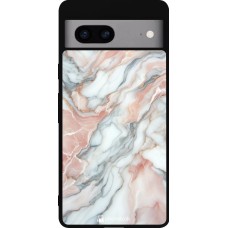 Google Pixel 7a Case Hülle - Silikon schwarz Rosa Leuchtender Marmor