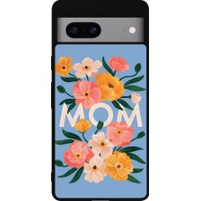 Google Pixel 7a Case Hülle - Silikon schwarz Mom 2026 Flowers