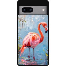 Google Pixel 7a Case Hülle - Silikon schwarz Paint Flamingo