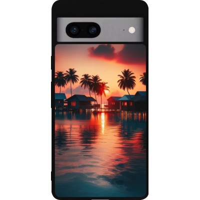 Google Pixel 7a Case Hülle - Silikon schwarz Paradies Malediven