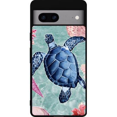 Google Pixel 7a Case Hülle - Silikon schwarz Preppy Turtle