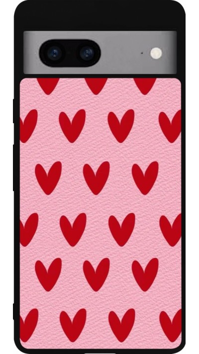 Coque Google Pixel 7a - Silicone rigide noir Saint Valentines Day 26 Pattern heart