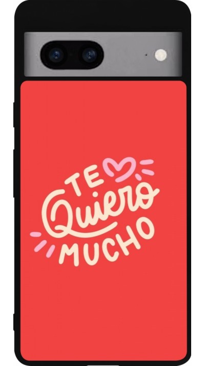 Coque Google Pixel 7a - Silicone rigide noir Saint Valentines Day 26 Te quiero mucho