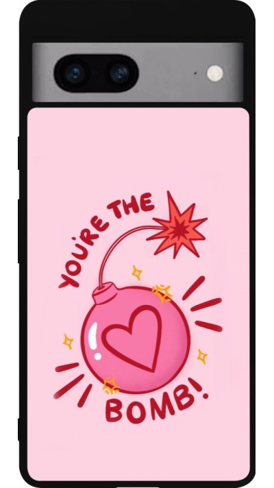 Coque Google Pixel 7a - Silicone rigide noir Saint Valentines Day 26 You are the bomb