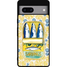 Coque Google Pixel 7a - Silicone rigide noir Sardines in oil 2026