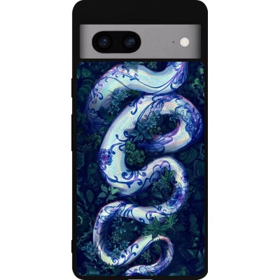 Google Pixel 7a Case Hülle - Silikon schwarz Snake Blue Anaconda