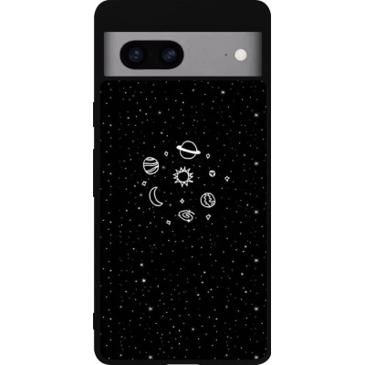 Google Pixel 7a Case Hülle - Silikon schwarz Space Doodle