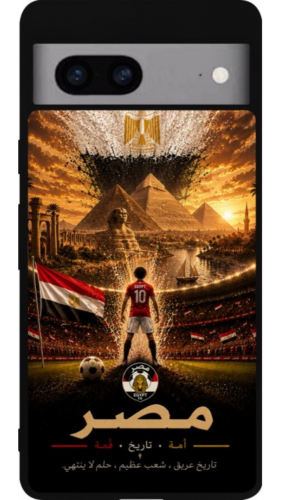 Coque Google Pixel 7a - Silicone rigide noir Football Égypte splash 2026