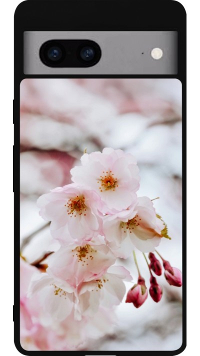 Google Pixel 7a Case Hülle - Silikon schwarz Cherry tree Spring 2026