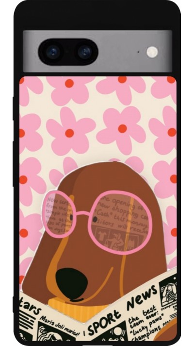 Google Pixel 7a Case Hülle - Silikon schwarz Dog with newspaper Spring 2026
