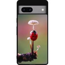 Google Pixel 7a Case Hülle - Silikon schwarz Ladybird on a mushroom Spring 2026