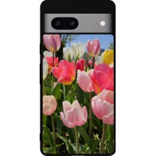 Google Pixel 7a Case Hülle - Silikon schwarz Tulips Spring 2026