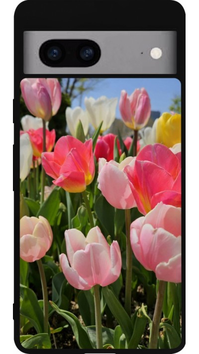 Google Pixel 7a Case Hülle - Silikon schwarz Tulips Spring 2026