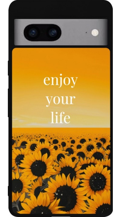 Google Pixel 7a Case Hülle - Silikon schwarz Summer 2026 Enjoy your life