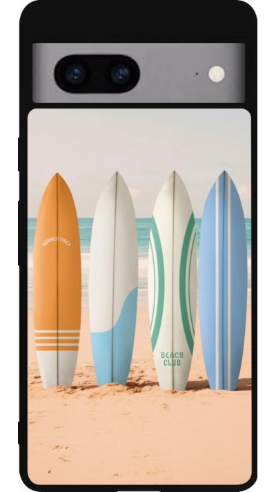 Google Pixel 7a Case Hülle - Silikon schwarz Summer surfboard 2025