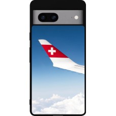 Google Pixel 7a Case Hülle - Silikon schwarz  Schweizer Nationalfeiertag Sky Swiss Flag