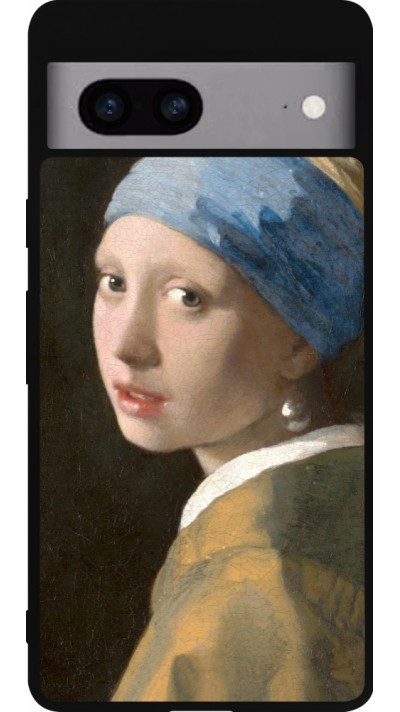 Google Pixel 7a Case Hülle - Silikon schwarz Kunstbild - Das Mädchen mit dem Perlenohrring - Jan Vermeer