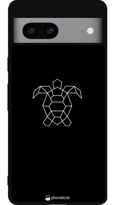 Google Pixel 7a Case Hülle - Silikon schwarz Turtles lines on black