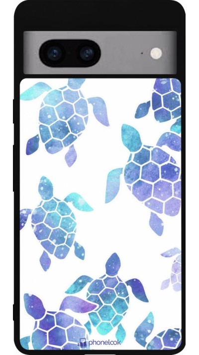 Google Pixel 7a Case Hülle - Silikon schwarz Turtles pattern watercolor