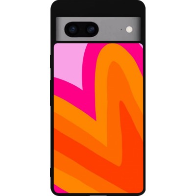 Google Pixel 7a Case Hülle - Silikon schwarz Valentine 2024 heart gradient