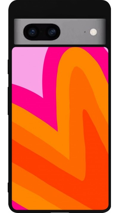 Google Pixel 7a Case Hülle - Silikon schwarz Valentine 2024 heart gradient